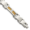 Chisel Stainless Steel Polished Yellow IP-plated Cable with CZ 8.5 inch Link Bracelet, 8.5 x 11 mm