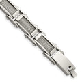 Chisel Stainless Steel Brushed and Polished with Cable Inlay 8.5 inch Link Bracelet, 8.5 x 11 mm