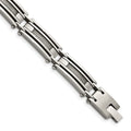 Chisel Stainless Steel Brushed and Polished with Cable Inlay 9 inch Link Bracelet, 9 x 9 mm