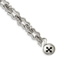 Stainless Steel Polished with Black Rubber Cross 8.5in Bracelet, 8.5 mm
