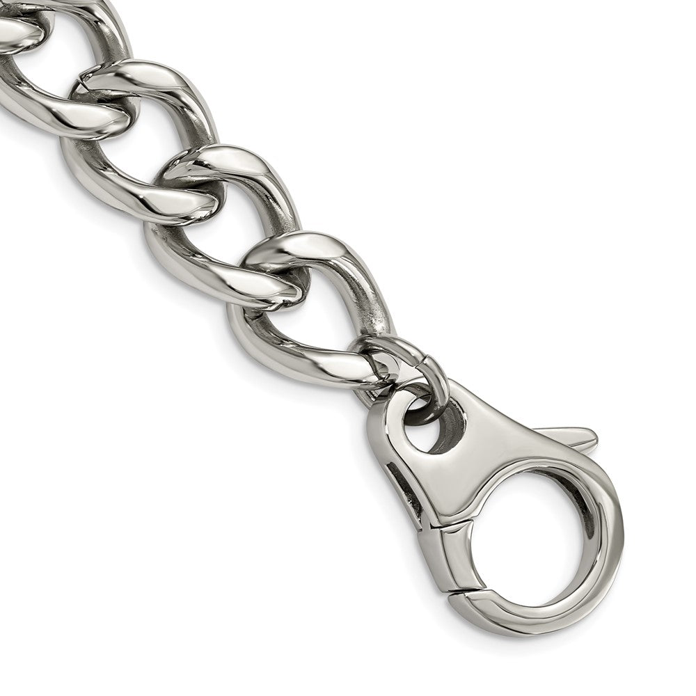 Chisel Stainless Steel Polished 8.5 inch Large Curb Link Bracelet, 8.5 x 15 mm