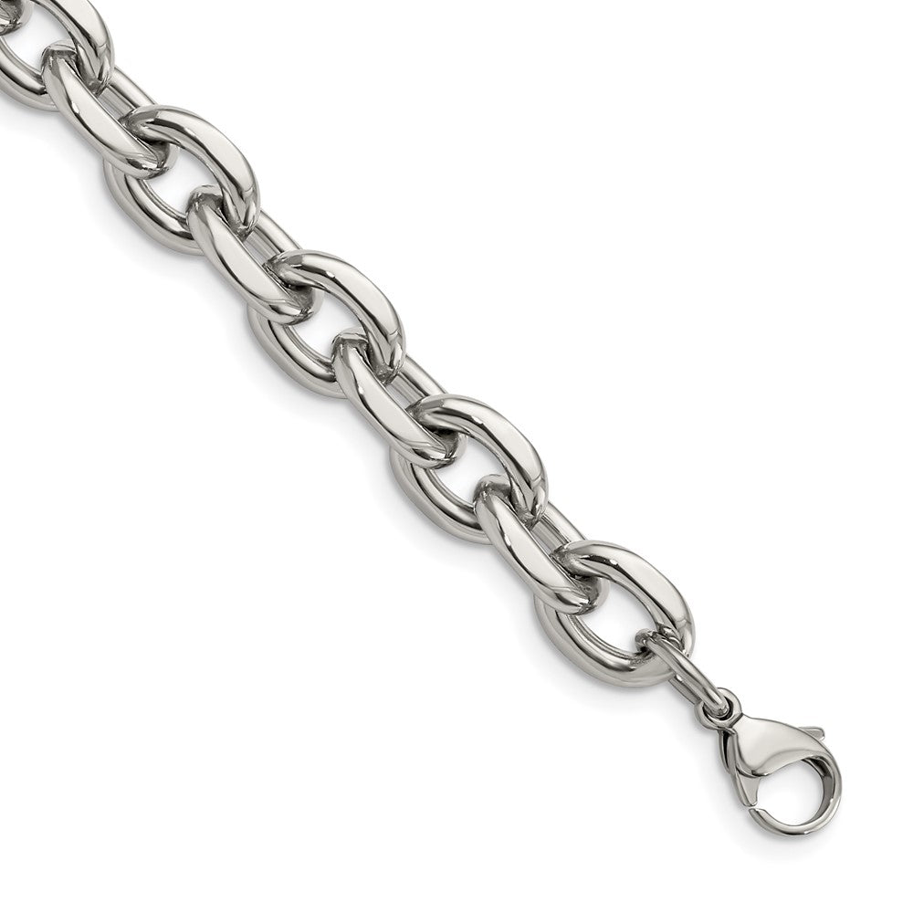 Chisel Stainless Steel Polished 9 inch Cable Link Bracelet, 9 mm