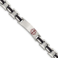 Chisel Stainless Steel Polished with Red Enamel and Black Rubber Medical ID 8 inch Link Bracelet, 8 x 10 mm