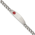 Chisel Stainless Steel Polished with Red Enamel Medical ID 8.5 inch Curb Chain Bracelet, 8.5 mm