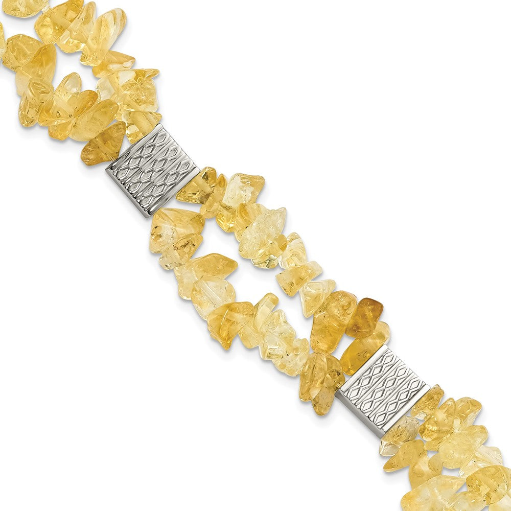 Stainless Steel Citrine Chip Station w/ 1in ext. Bracelet, 8 x 20 mm