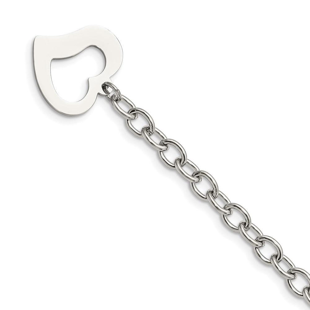 Chisel Stainless Steel Polished Open Link with Open Heart 8.5 inch Bracelet, 8.5 mm