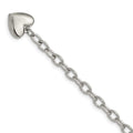 Chisel Stainless Steel Polished Open Link with Heart Dangle 8.5 inch Bracelet, 8.5 mm