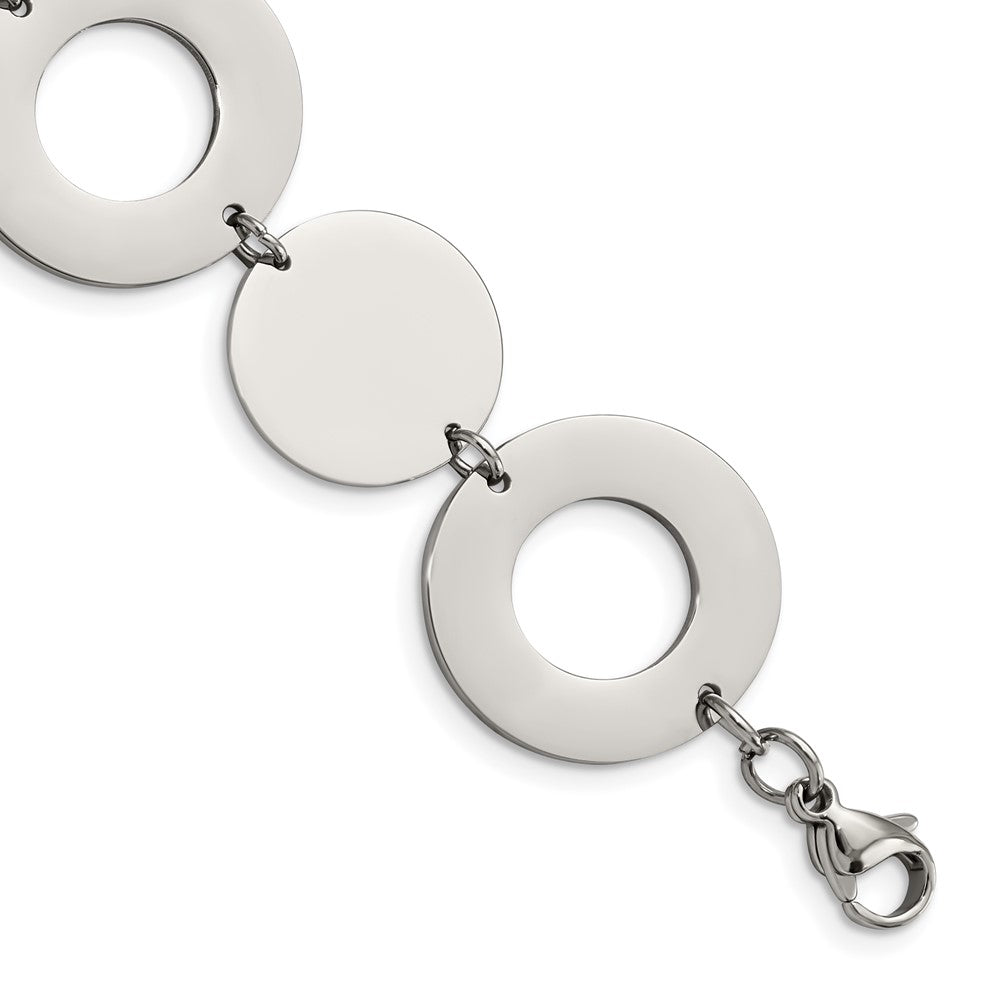 Chisel Stainless Steel Polished 7.5 inch Circle Link Bracelet, 7.5 mm