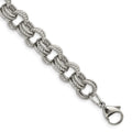 Chisel Stainless Steel Polished and Textured 7.75 inch Multi Link Bracelet, 7.75 mm