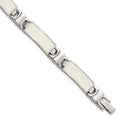 Stainless Steel Polished White Enamel Link Bracelet, 7.5 x 8.5 mm