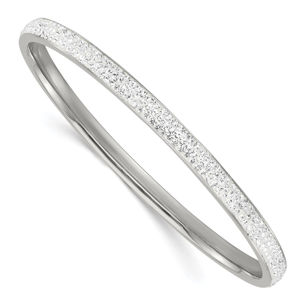 Stainless Steel Polished Crystal Round Slip-on Bangle, 8.25 x 5 mm