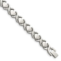 Chisel Stainless Steel Brushed and Polished 8 inch Stampato Bracelet, 8 x 9 mm
