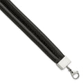 Stainless Steel Polished Black Leather Double Row 8.5in Bracelet, 8.5 mm