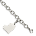 Chisel Stainless Steel Polished Link with Heart Lobster Clasp Charm 8 inch Bracelet, 8 x 20 mm