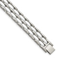 Chisel Stainless Steel Polished with Double Row White Ceramic 8.25 inch Link Bracelet, 8.25 x 12 mm