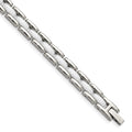 Chisel Stainless Steel Polished with White Ceramic 8 inch Link Bracelet, 8 x 8 mm
