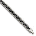 Chisel Stainless Steel Polished with Black Ceramic 8 inch Link Bracelet, 8 x 9 mm