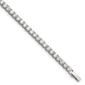 Chisel Stainless Steel Polished CZ 7.5 inch Tennis Bracelet, 7.5 x 4 mm, 11.75 g