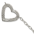 Stainless Steel Polished & Textured Heart Bracelet, 8 x 36 mm