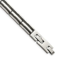Chisel Stainless Steel Polished and Textured Black IP-plated 8.25 inch Link Bracelet, 8.25 x 10 mm