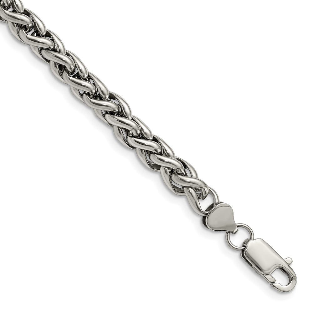 Chisel Stainless Steel Polished 8.5 inch Wheat Chain Bracelet, 8.5 mm