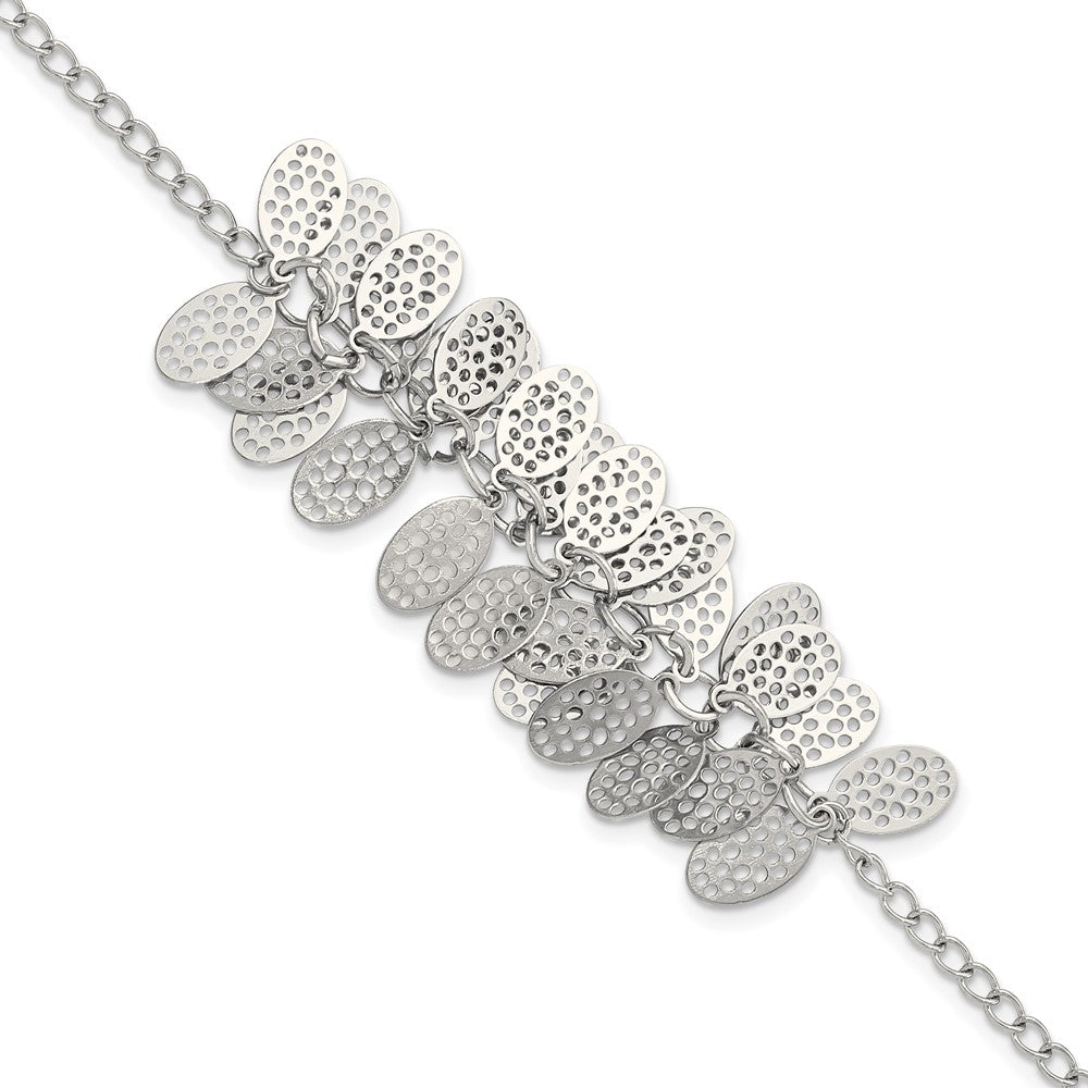 Stainless Steel Oval Dangles w/1.5 ext Bracelet, 8.5 x 13 mm