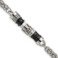 Stainless Steel Antiqued Brushed & Polished with Beads 8.25in Bracelet, 8.25 x 10 mm