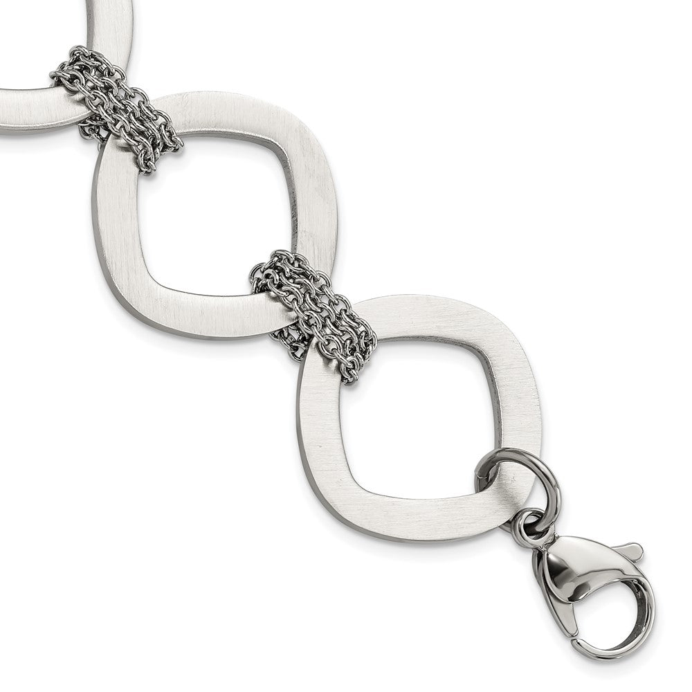 Stainless Steel Brushed Link Bracelet, 7.5 x 27.65 mm
