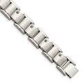 Chisel Stainless Steel Brushed and Polished with 3/8 carat Black Diamond 8.5 inch Bracelet, 0.39 ct, 8.5 x 12 mm