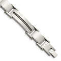 Chisel Stainless Steel Brushed and Polished with 1/2 carat Black Diamond 8.5 inch Bracelet, 0.5 ct, 8.5 x 12 mm