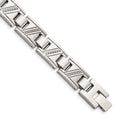 Chisel Stainless Steel Polished with 1/10 carat Diamond 8.5 inch Bracelet, 0.1 ct, 8.5 x 11 mm