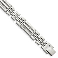 Chisel Stainless Steel Polished with 1/4 carat Diamond 8.75 inch Fancy Bracelet, 0.26 ct, 8.75 x 10 mm