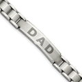 Chisel Stainless Steel Brushed and Polished Lasered DAD 8.75 inch Bracelet, 8.75 x 11 mm