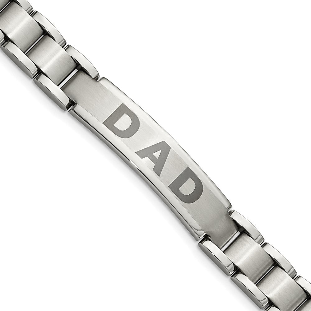 Chisel Stainless Steel Brushed and Polished Lasered DAD 8.75 inch Bracelet, 8.75 x 11 mm