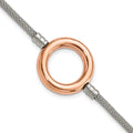 Stainless Steel Pink PVD-plated Circle Mesh w/1.5in ext Bracelet, 9.25 x 25 mm