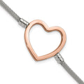 Stainless Steel Pink PVD-plated Heart Mesh w/ 1.5in ext Bracelet, 9.25 x 28 mm