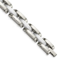 Chisel Stainless Steel Polished with White Ceramic 7.5 inch Link Bracelet, 7.5 x 10 mm