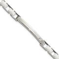 Stainless Steel & White Ceramic Bar Bracelet, 7.5 x 6 mm