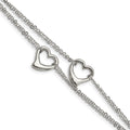 Chisel Stainless Steel Polished Cutout Hearts 7 inch Multi-Strand Bracelet, 7 mm