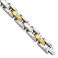 Chisel Stainless Steel with 14k Gold Accent with 1/10 carat Diamond Brushed and Polished 8.25 inch Bracelet, 0.1 ct, 8.5 x 12 mm