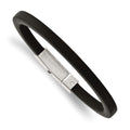 Chisel Stainless Steel Polished Black Rubber 8.5 inch Bracelet, 8.5 x 6 mm
