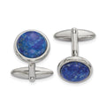 Chisel Stainless Steel Polished Lapis Circle Cufflinks