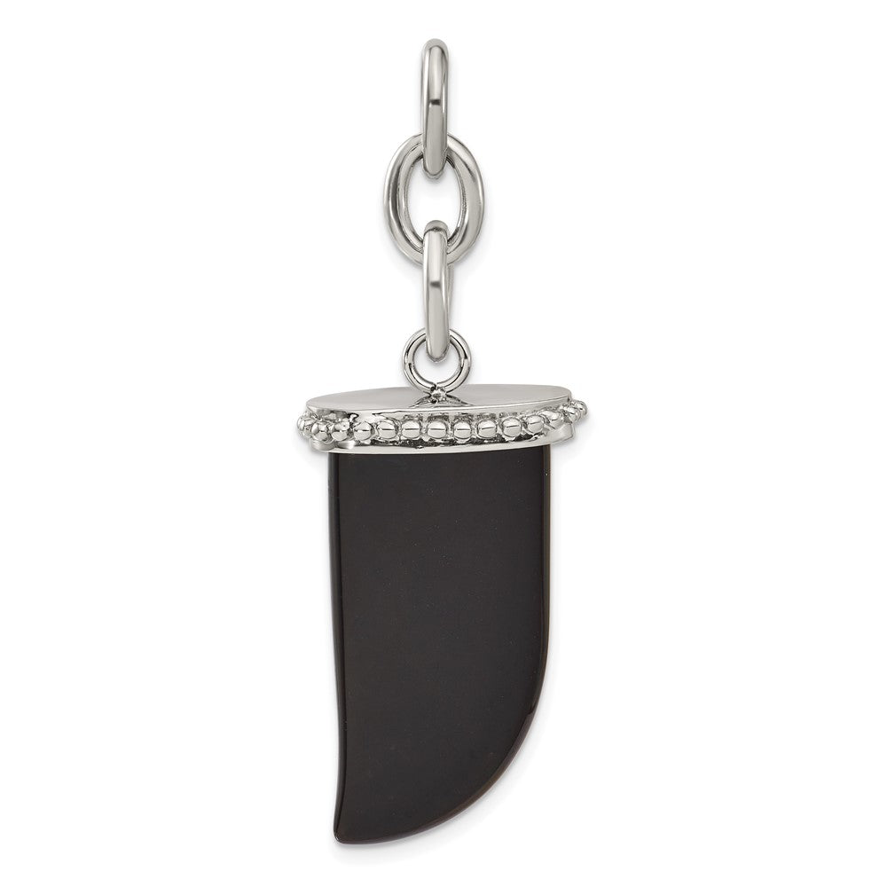 Stainless Steel Onyx Fang Interchangeable Charm Pendant, 2.25 x 20.85 mm