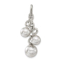 Stainless Steel Grey Simulated Pearl Interchangeable Charm Pendant, 1.5 x 18 mm