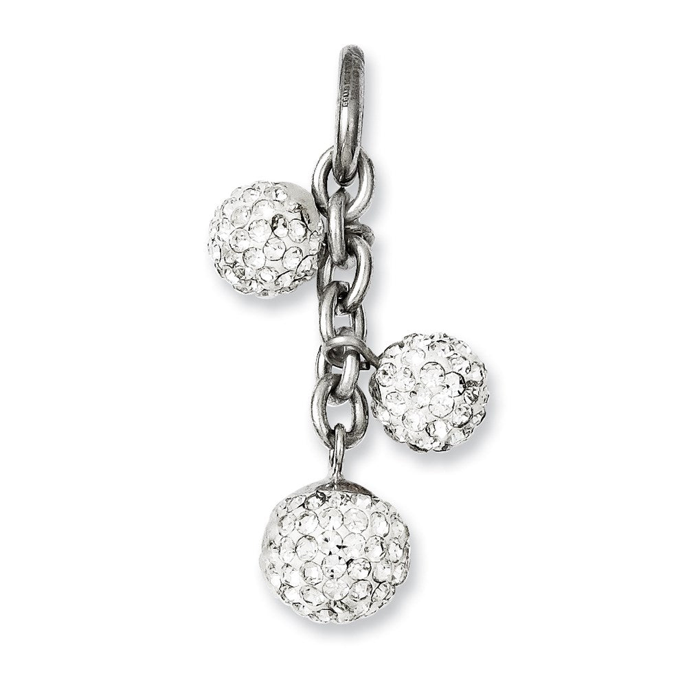 Stainless Steel CZ Interchangeable Charm Pendant, 40 x 20 mm