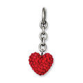 Stainless Steel Red CZ Heart Interchangeable Charm Pendant, 38 x 14 mm