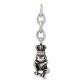 Stainless Steel Antiqued CZ Royal Frog Interchangeable Charm Pendant, 2 x 12 mm