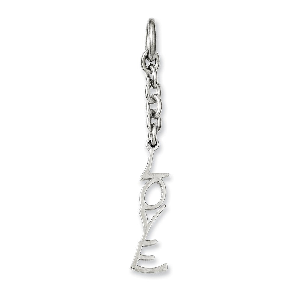 Stainless Steel Love Interchangeable Charm Pendant, 2.25 x 8 mm