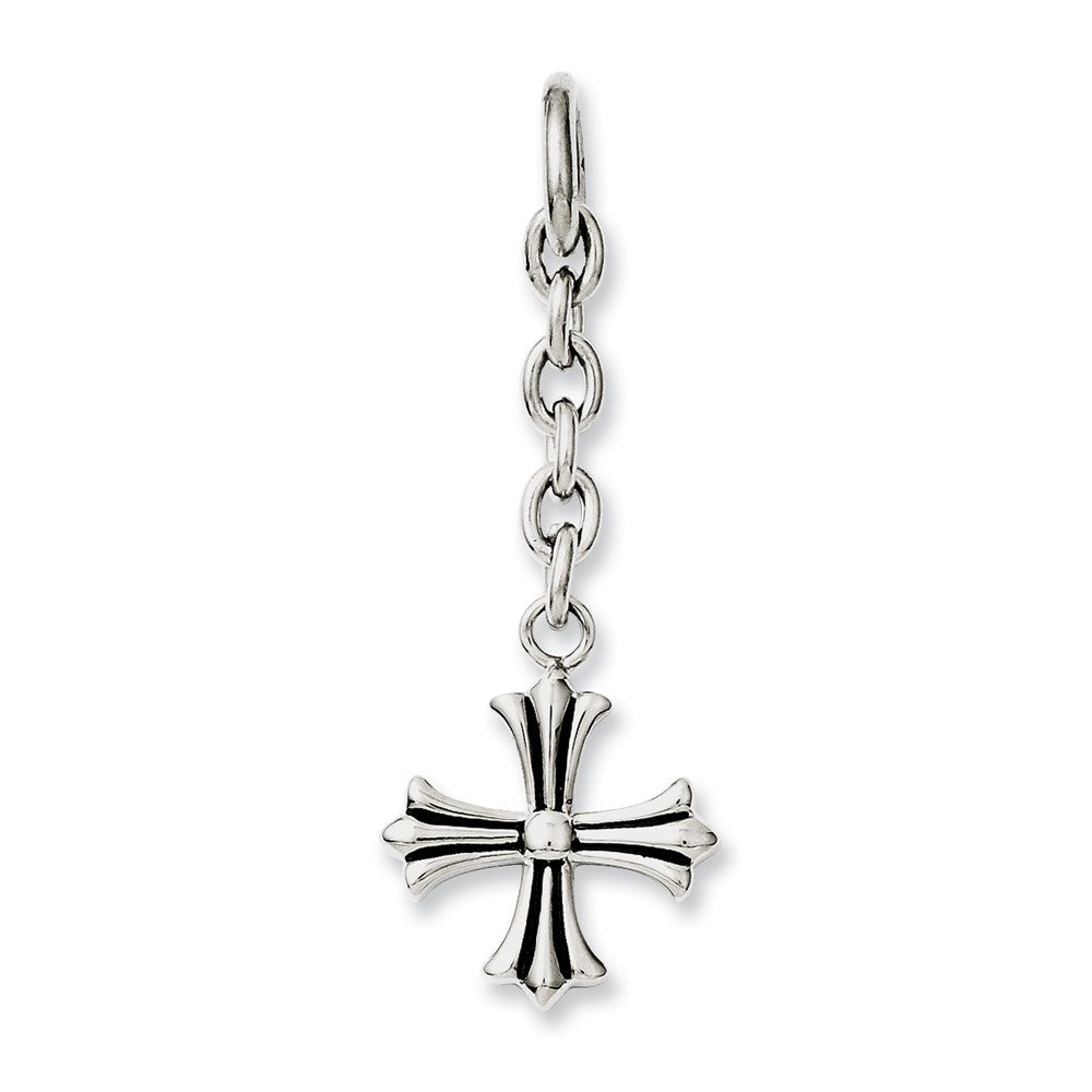 Stainless Steel Cross Interchangeable Charm Pendant, 2 x 18 mm