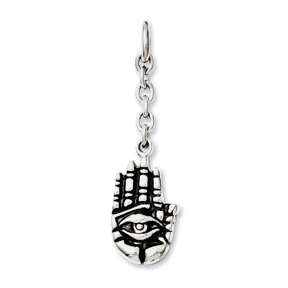 Stainless Steel Hamsa Interchangeable Charm Pendant, 2.25 x 15 mm